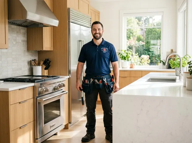 Appliance Repair Hero technician in a Boston, KY kitchen after an appliance repair
